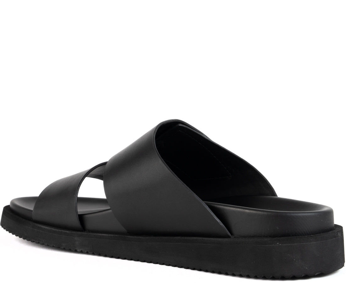 black casual open slippers