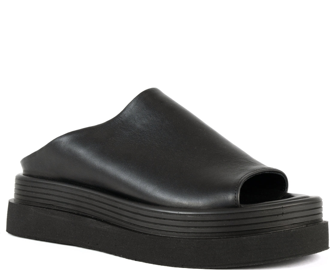 black casual open slippers