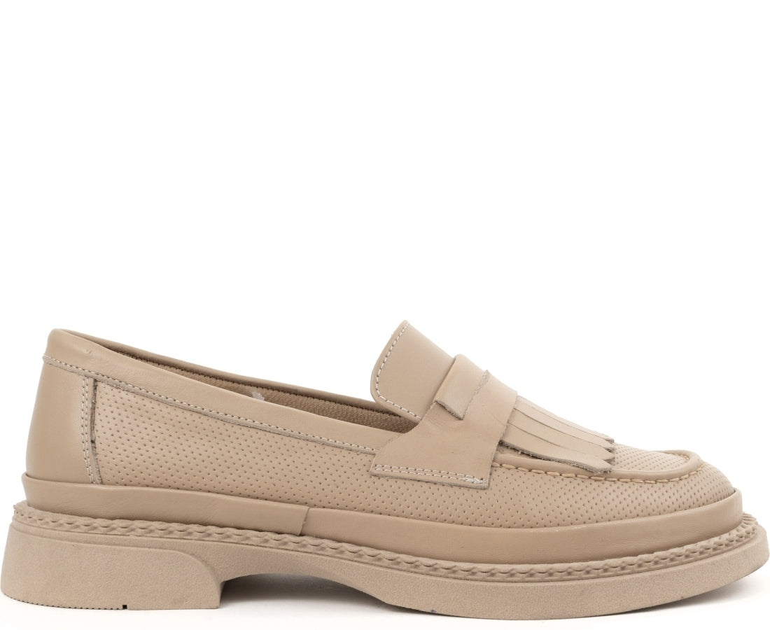 beige casual closed loafers