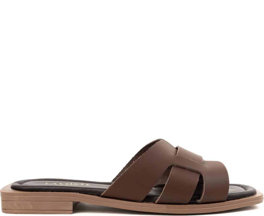brown casual open slippers