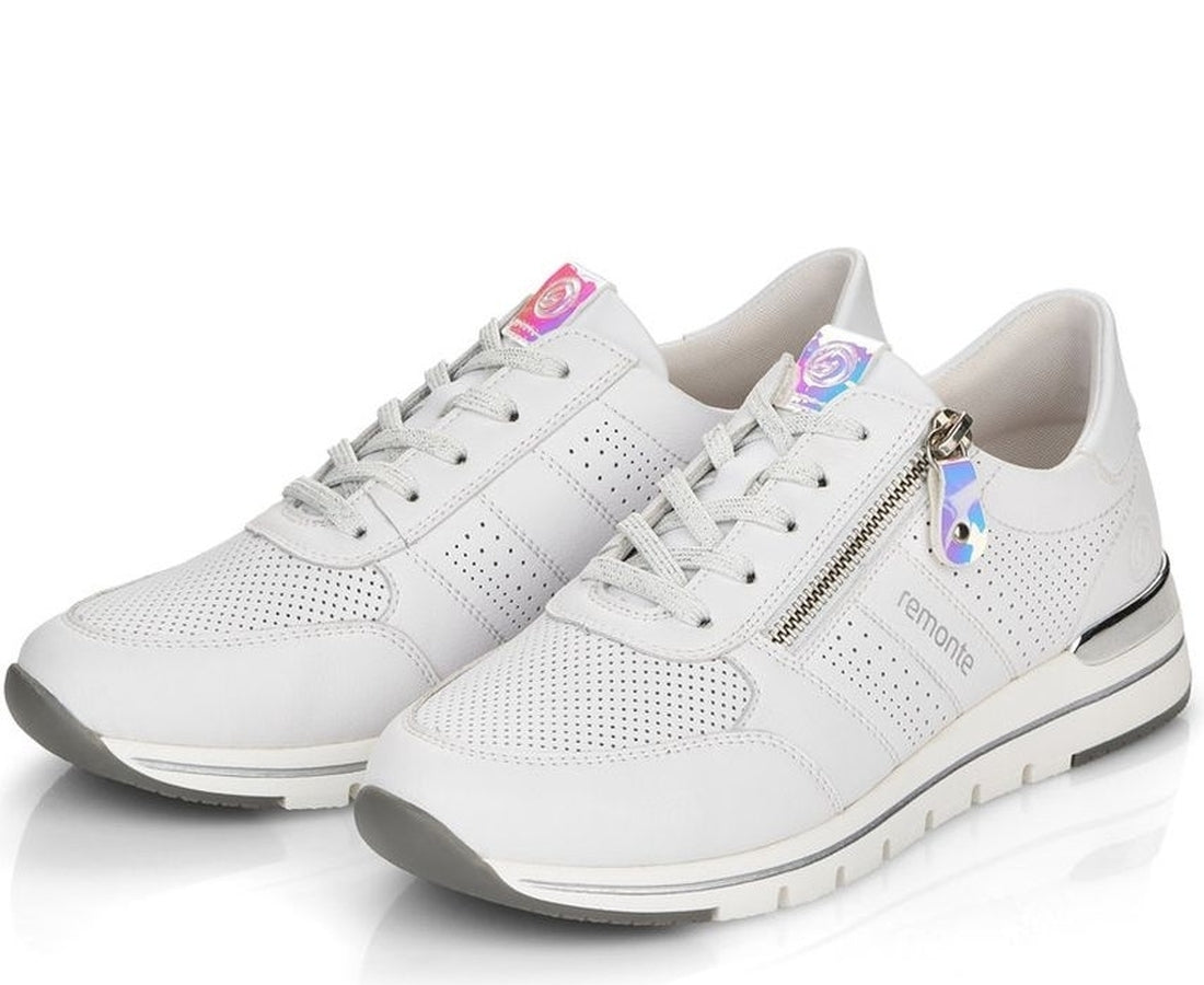 white casual closed sport shoe