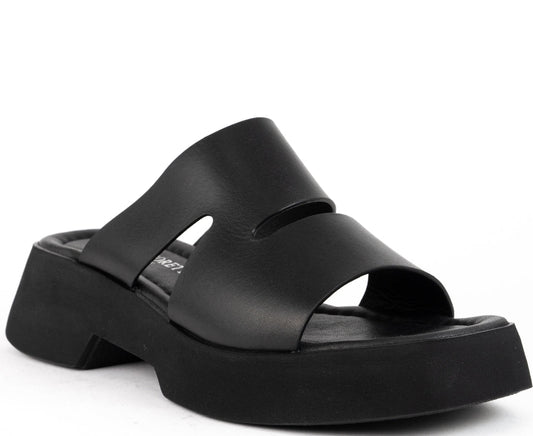 black casual open slippers