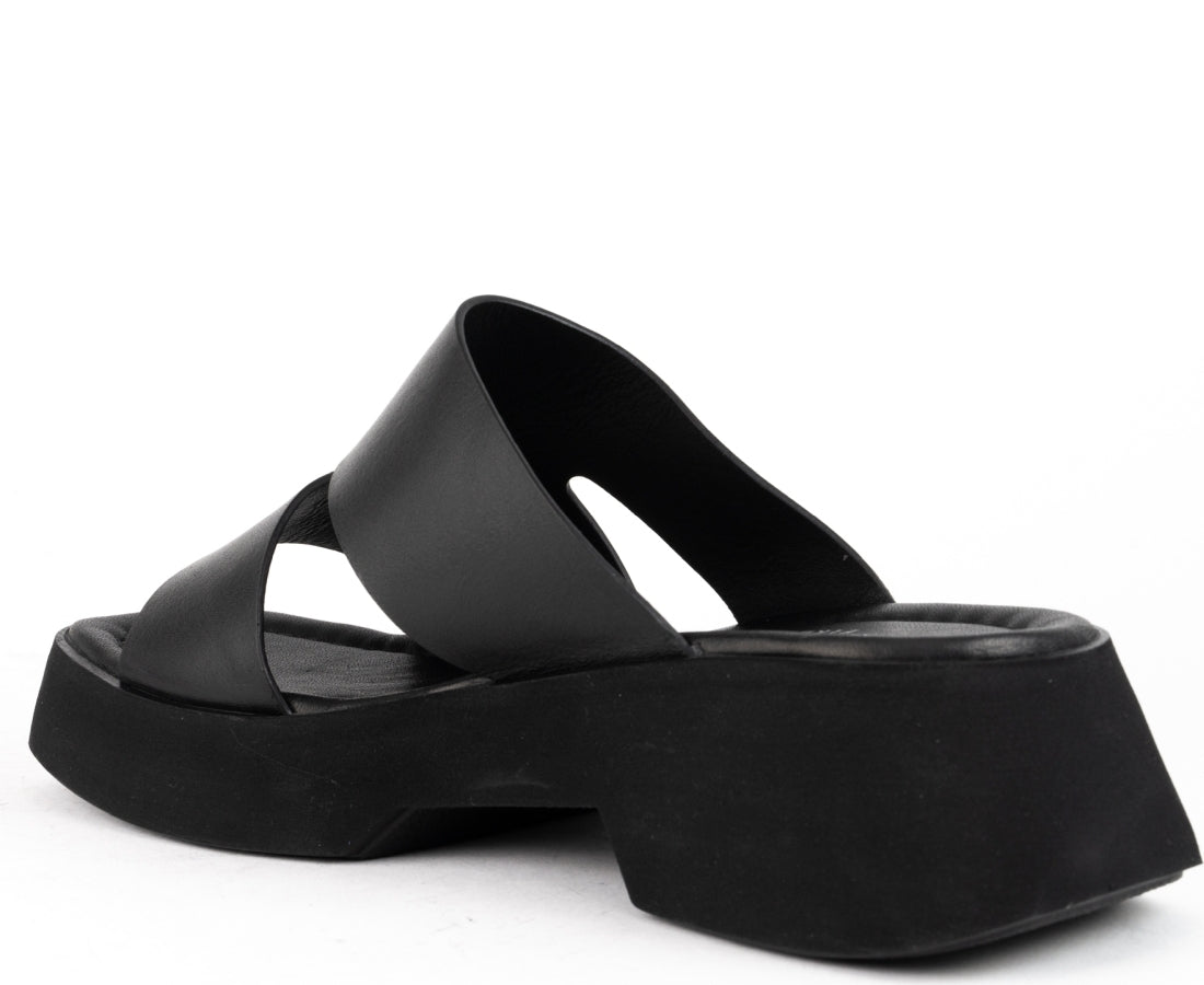 black casual open slippers