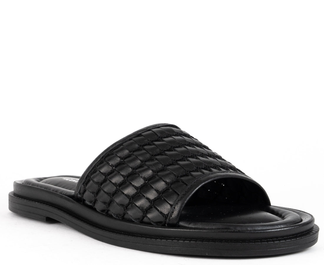 black casual open slippers