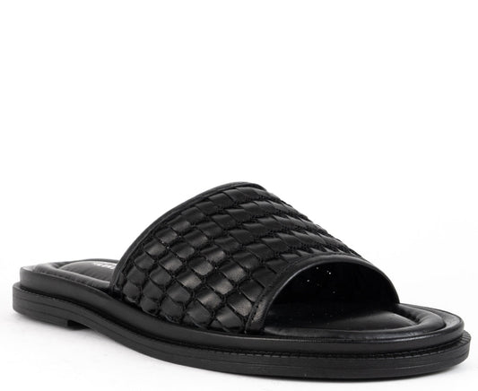 black casual open slippers