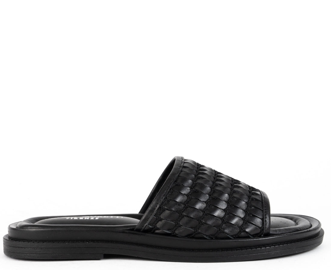 black casual open slippers