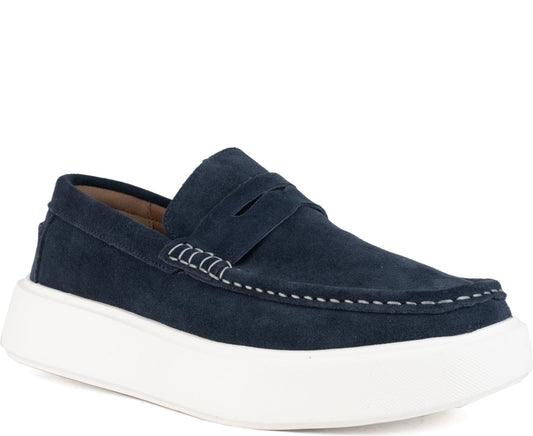 blue casual closed mocasins
