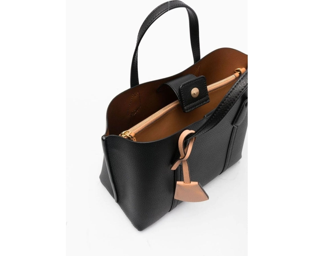 perry triple-compartment tote black