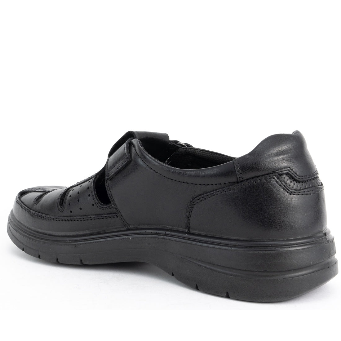 black casual part-open sandals