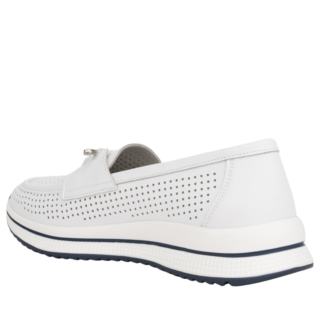 white casual closed mocassins