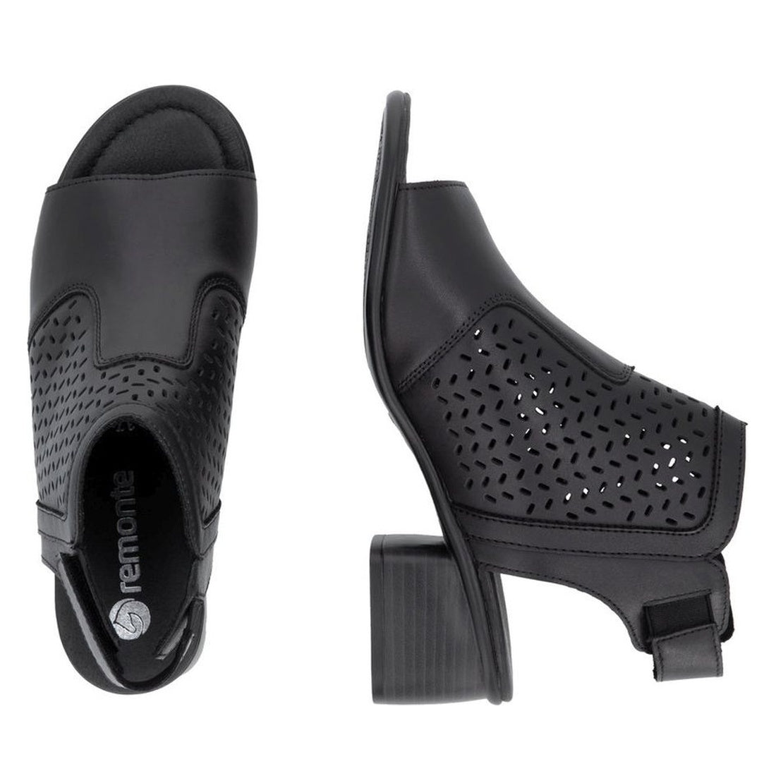 black part-open sandals