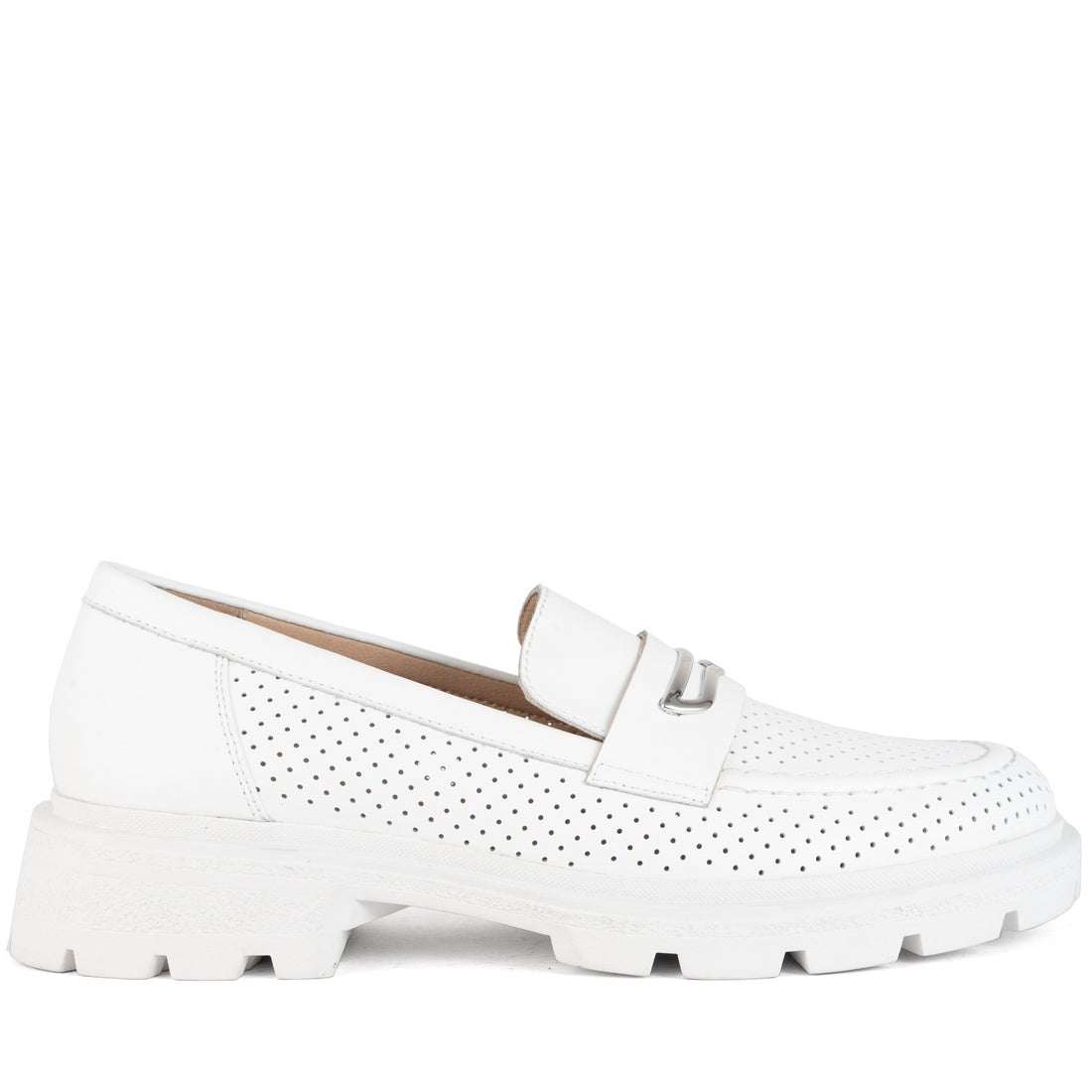 white elegant closed loafers
