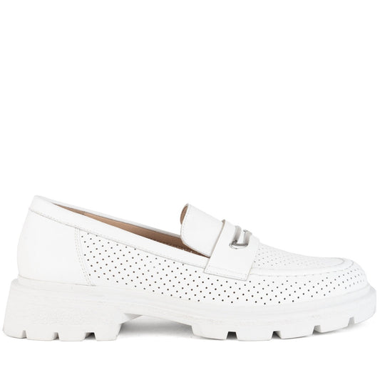 white elegant closed loafers