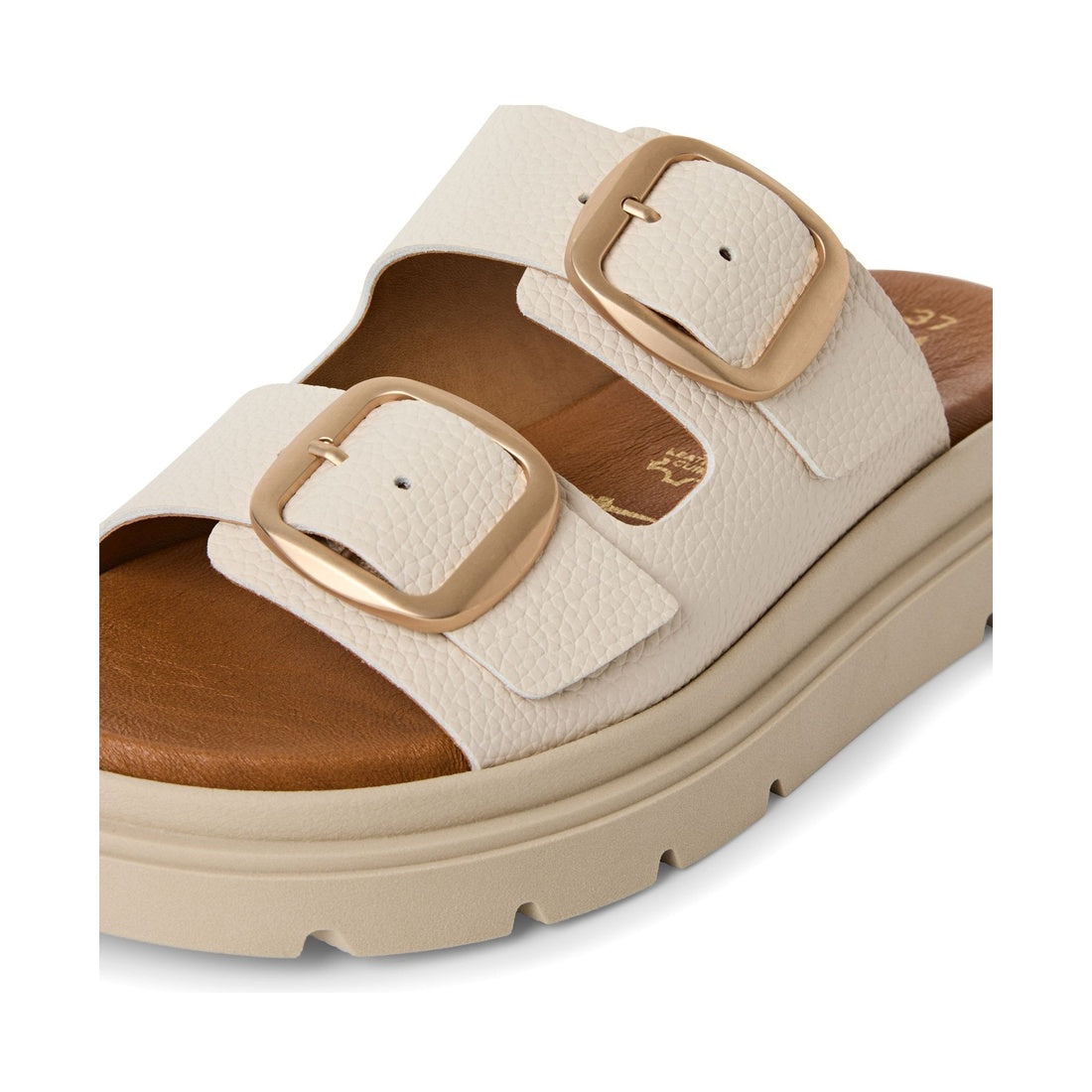 wedge/plat mule beige