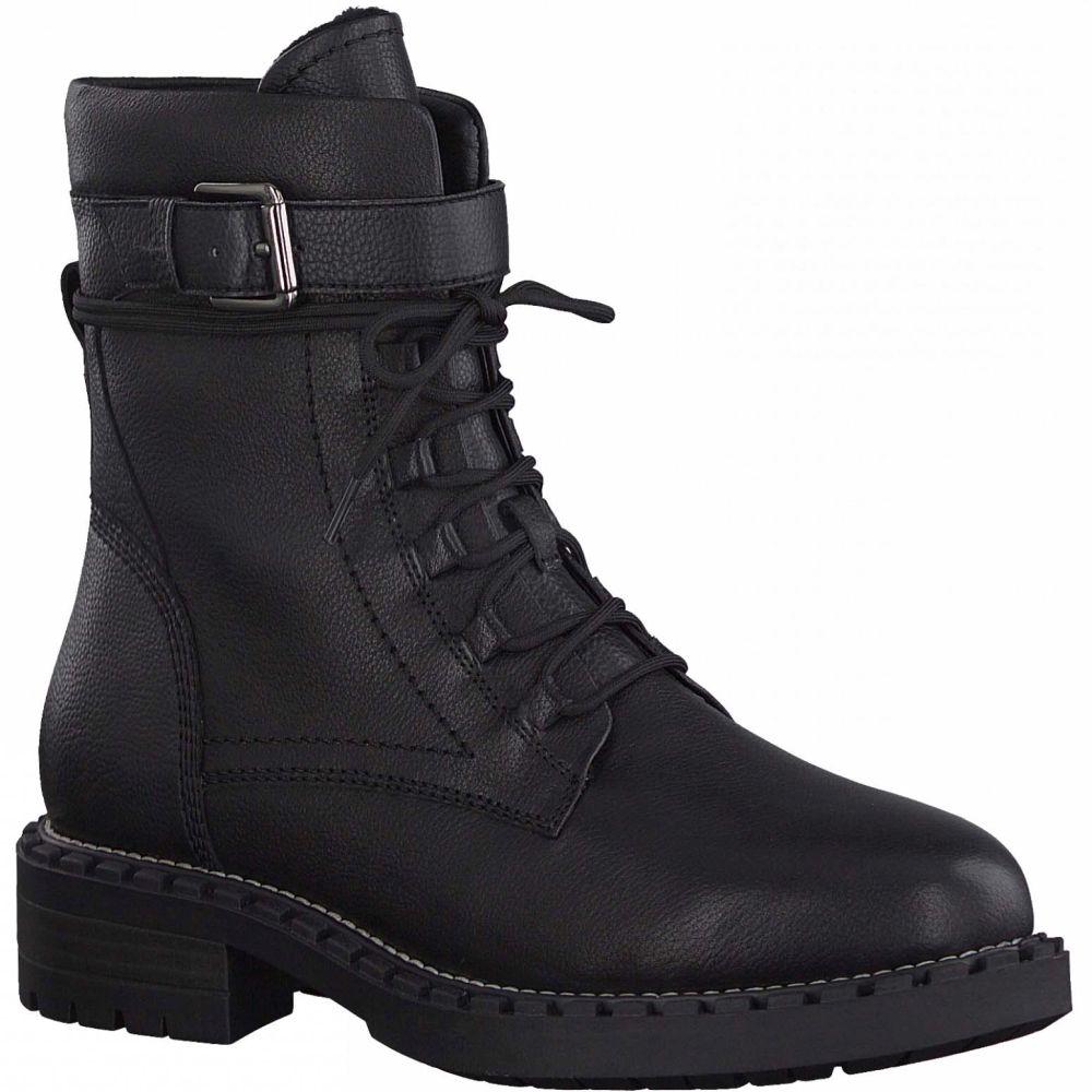 Tamaris Womens Black Casual Leather Booties 1-26291-27 001 | Vilbury London