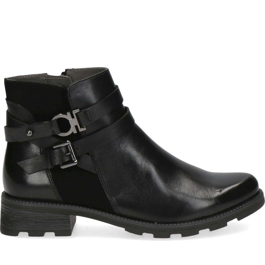 Caprice womens black comb casual closed booties | Vilbury London