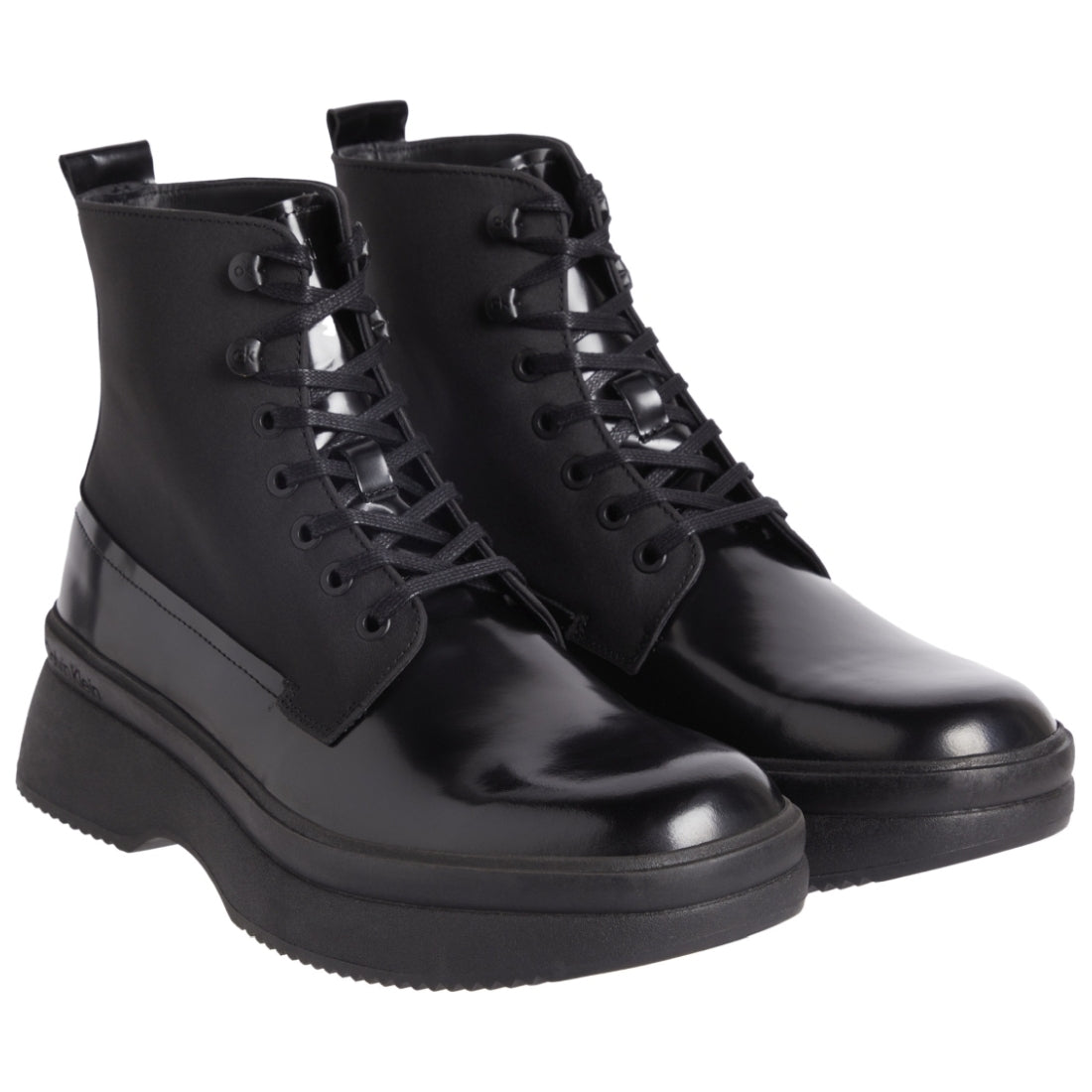 Calvin Klein mens triple black lace up boot mix | Vilbury London