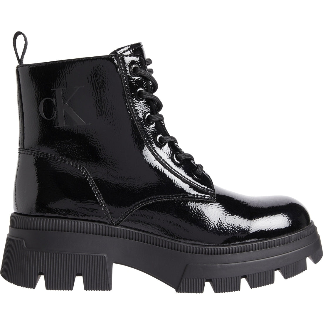 Calvin Klein Jeans womens triple black chunky combat laceup boot | Vilbury London