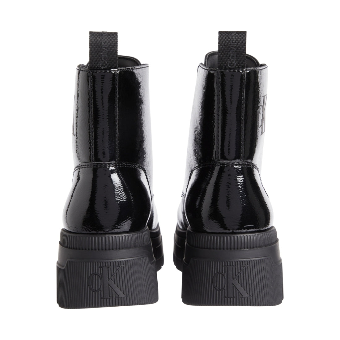 Calvin Klein Jeans womens triple black chunky combat laceup boot | Vilbury London