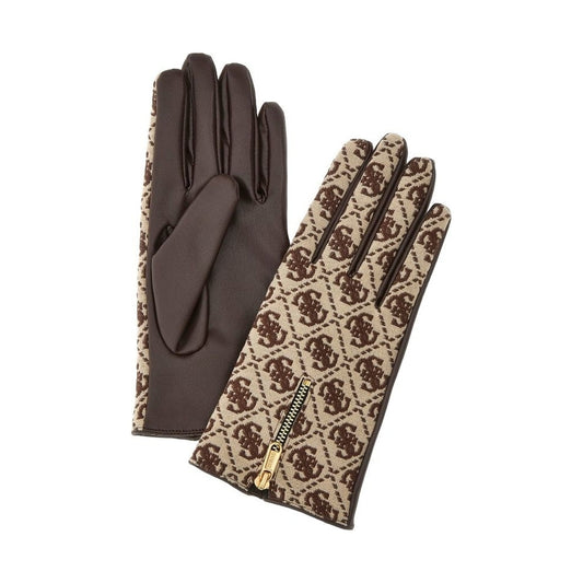 Guess womens brown logo izzy gloves wrist glove | Vilbury London