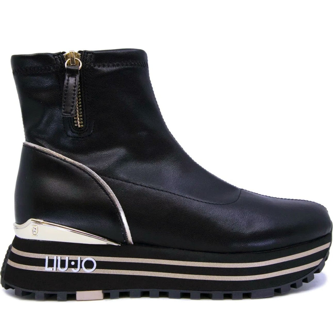 Liu Jo womens black maxi wonder 64 booties | Vilbury London