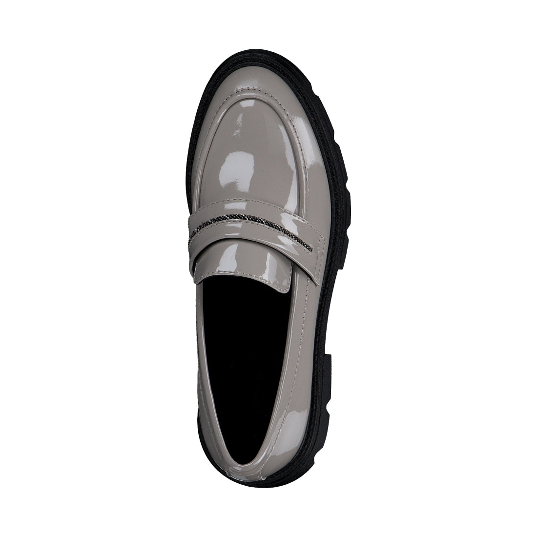 s.Oliver womens taupe patent casual closed loafers | Vilbury London