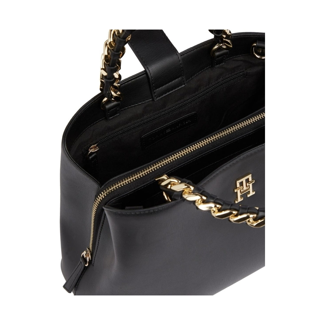 Tommy Hilfiger womens black feminine medium satchel | Vilbury London