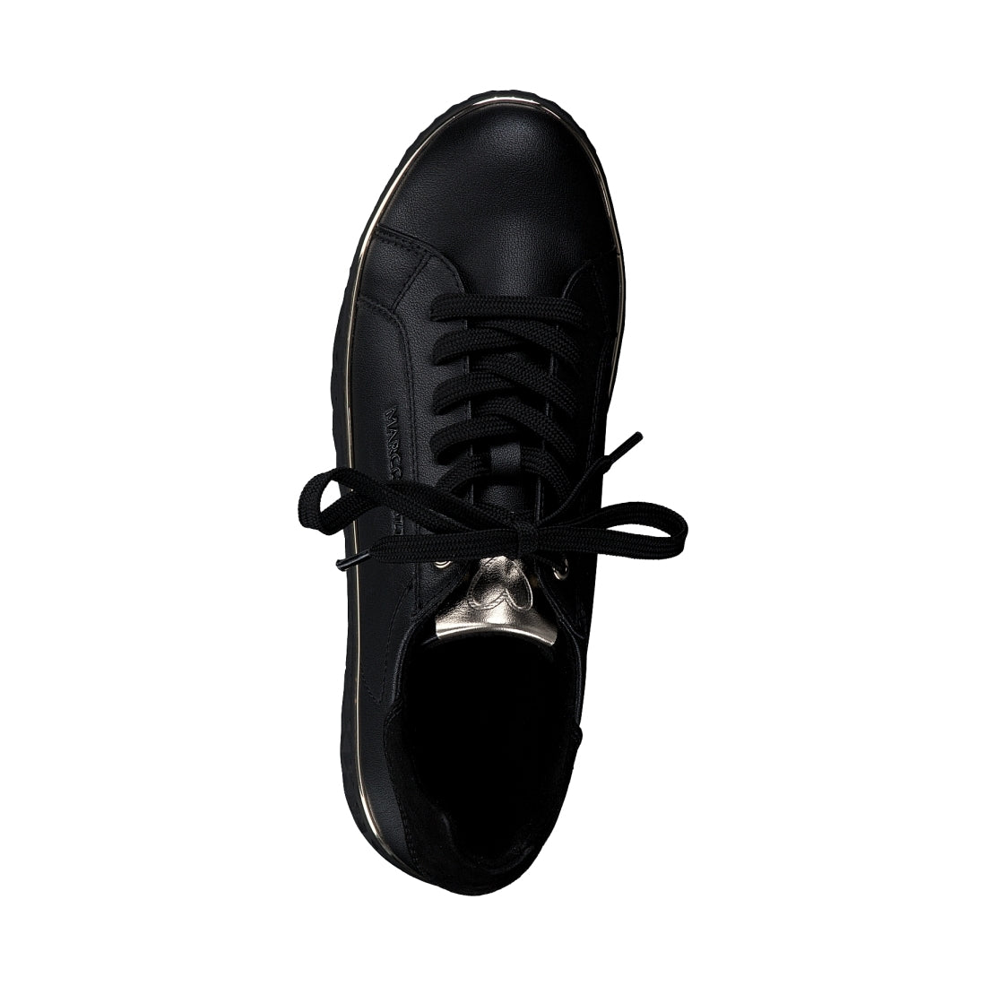 Marco Tozzi womens black, gold ago trainers | Vilbury London