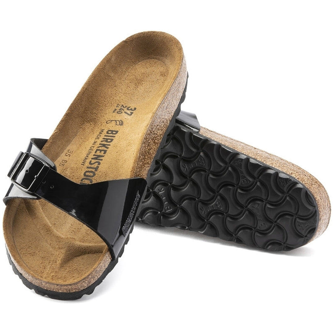 Birkenstock Womens Black Patent madrid bs slippers | Vilbury London