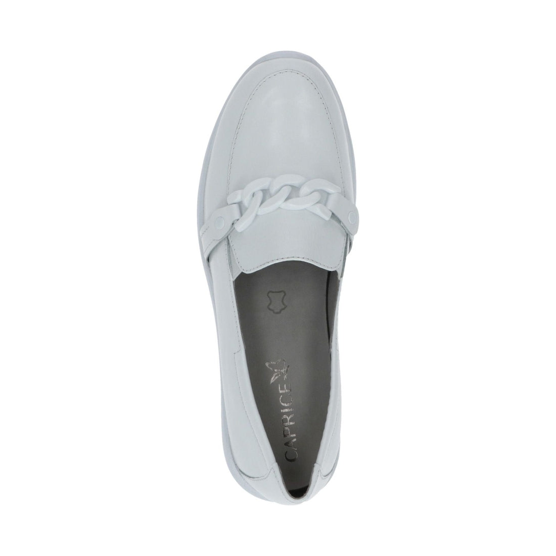 Caprice womens white nappa casual closed loafers | Vilbury London
