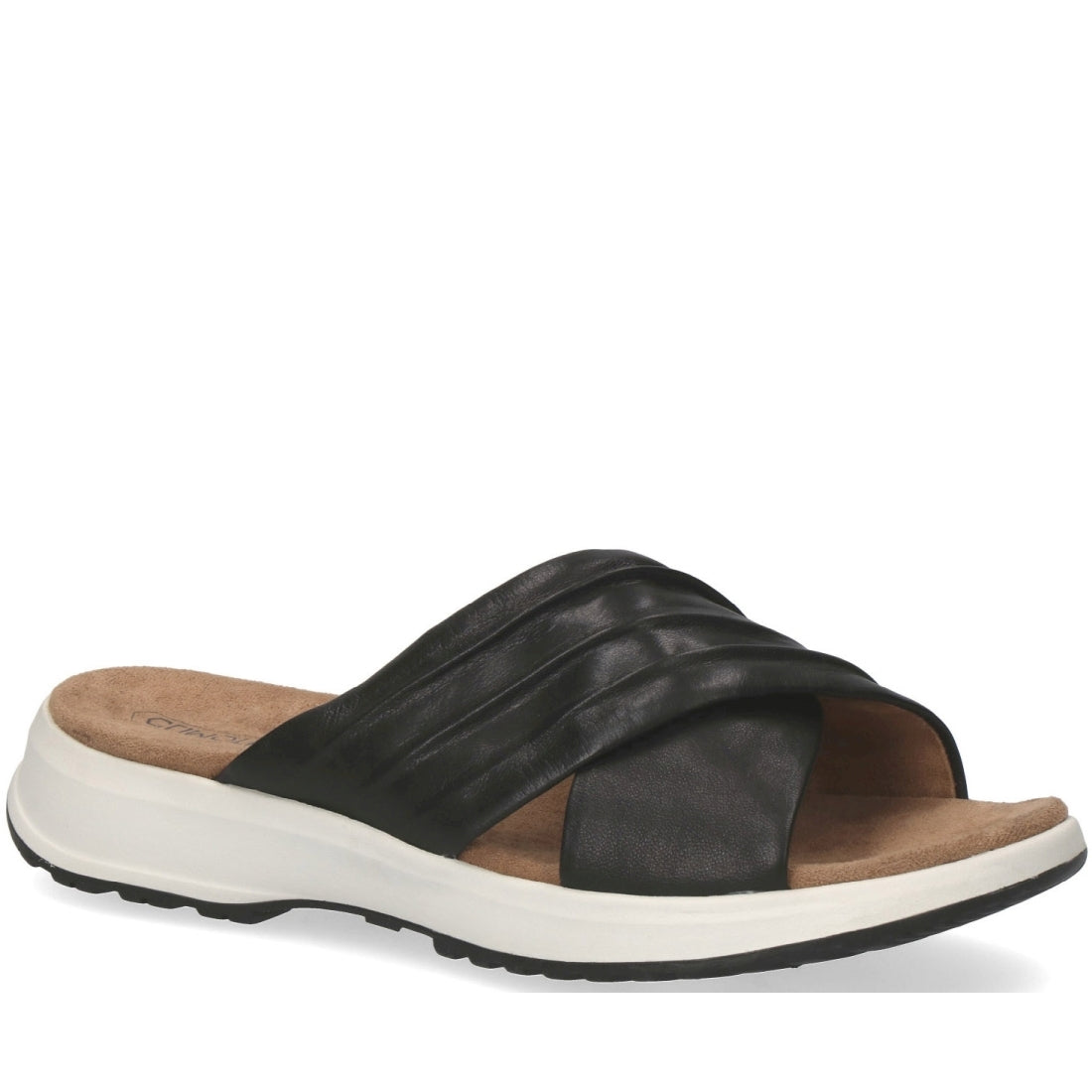 Caprice Womens black casual open slippers | Vilbury London