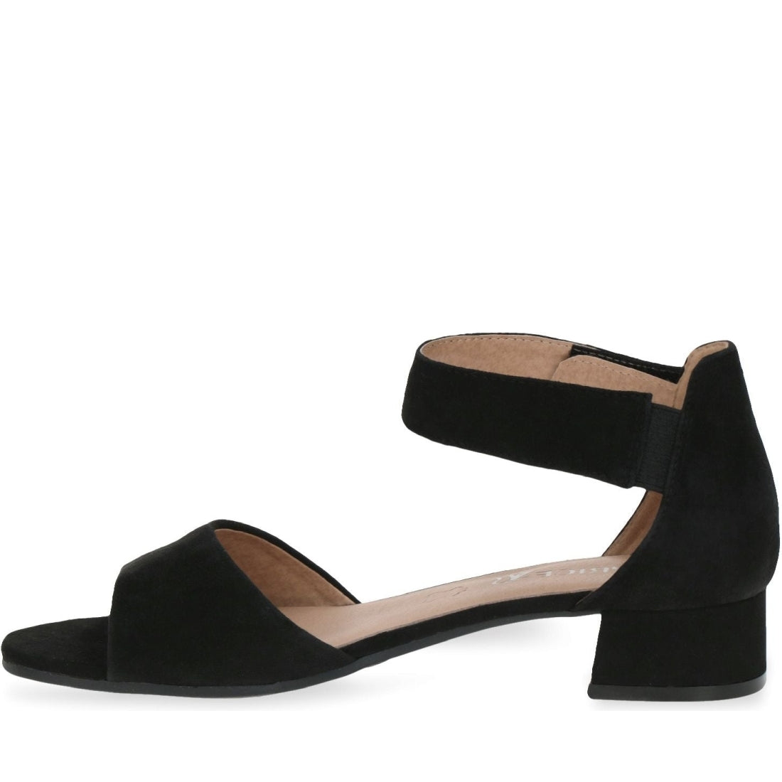 Caprice womens black suede elegant open sandals | Vilbury London