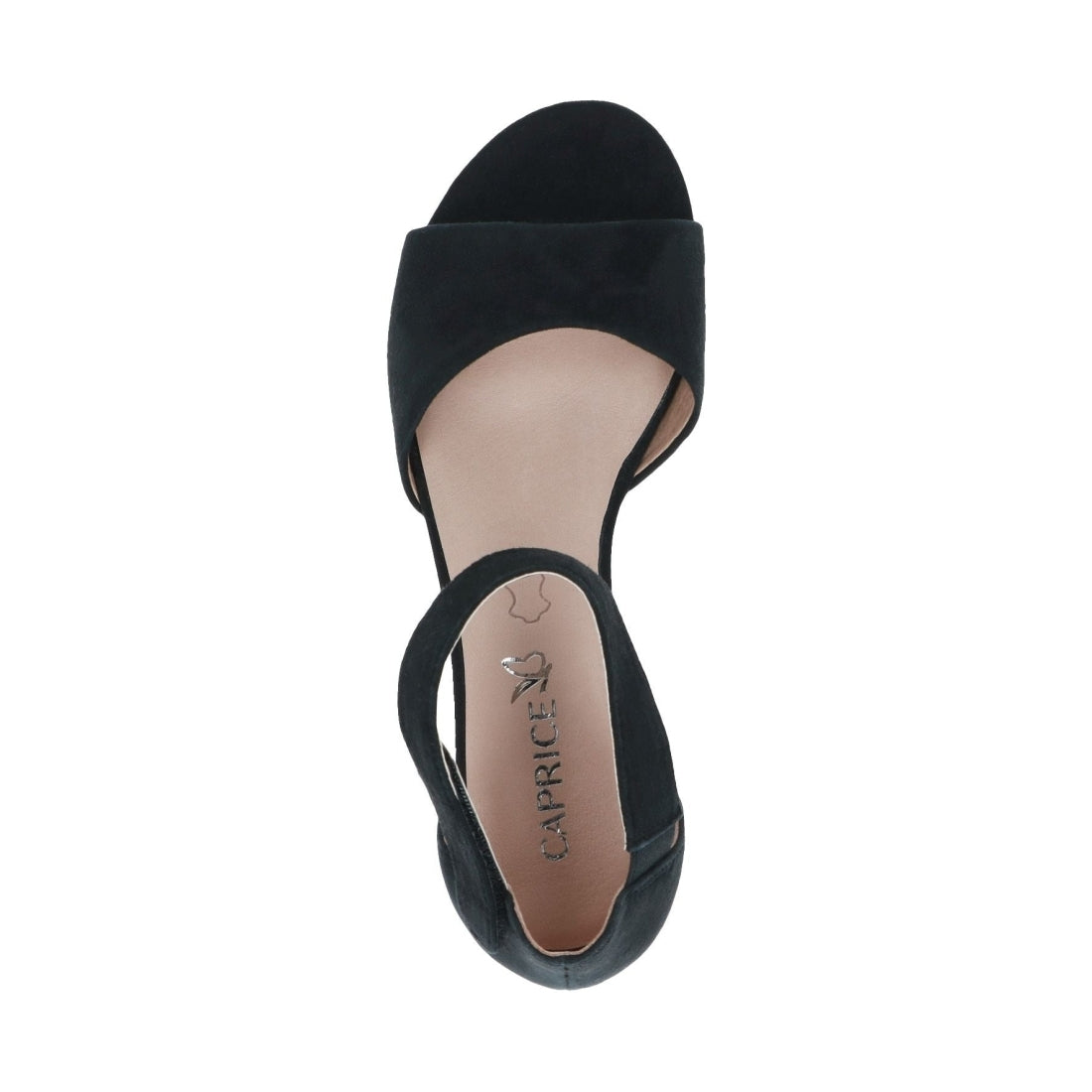 Caprice womens black suede elegant open sandals | Vilbury London