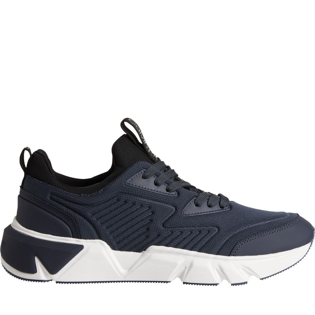 Calvin Klein mens calvin navy low top lace up knit shoe | Vilbury London
