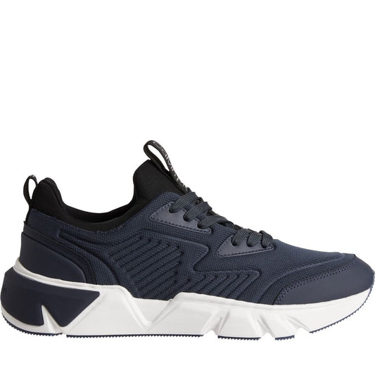 Calvin Klein mens calvin navy low top lace up knit shoe | Vilbury London