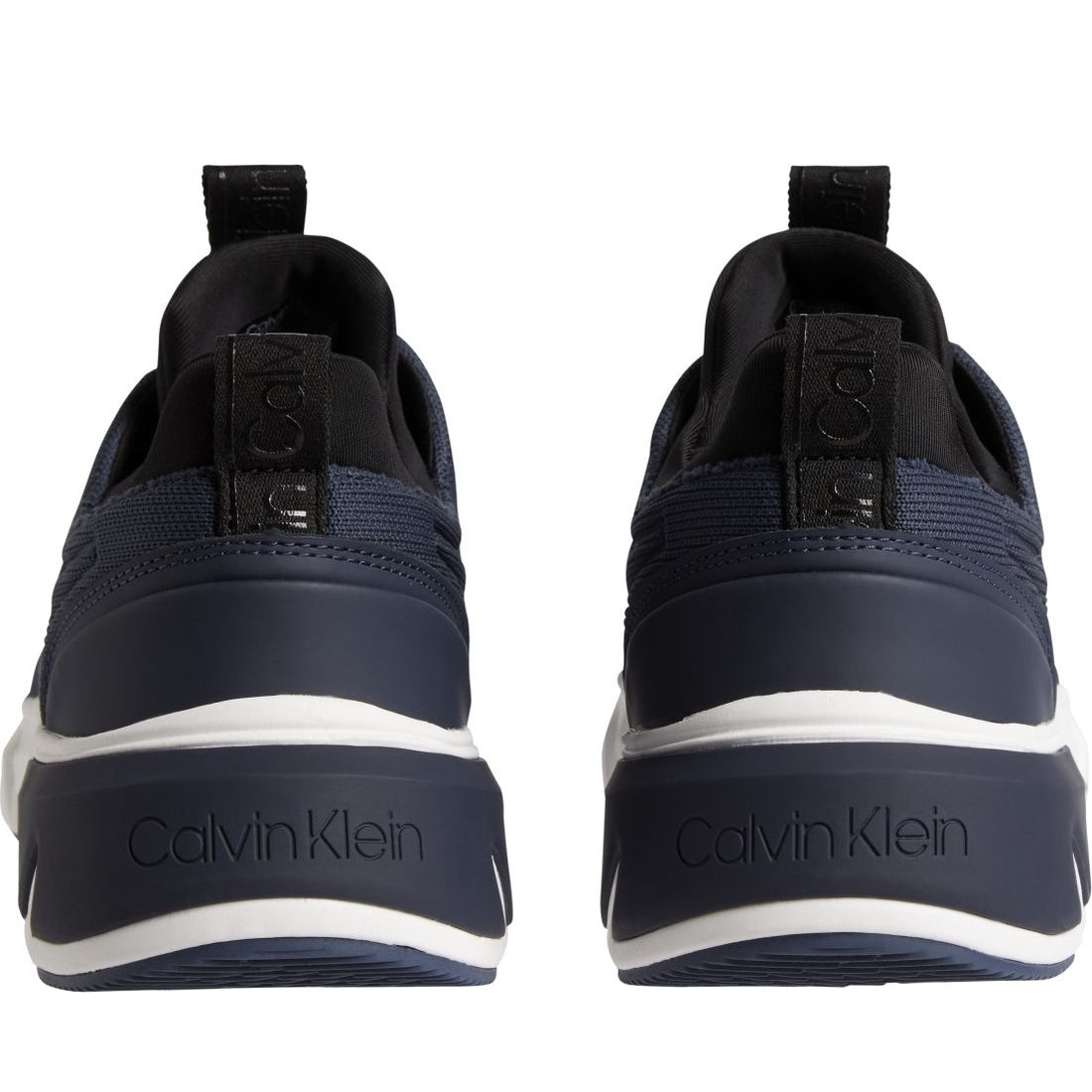 Calvin Klein mens calvin navy low top lace up knit shoe | Vilbury London