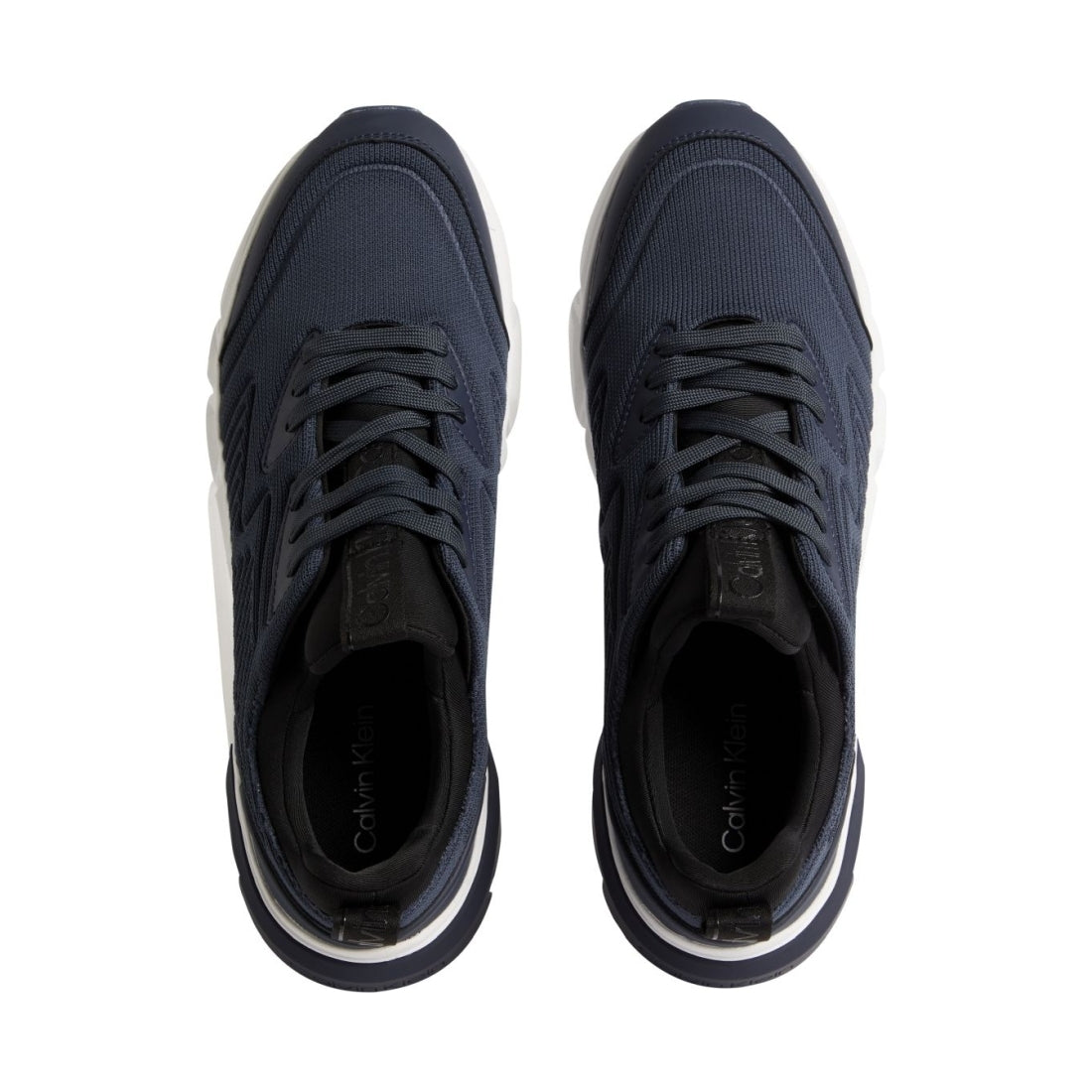 Calvin Klein mens calvin navy low top lace up knit shoe | Vilbury London