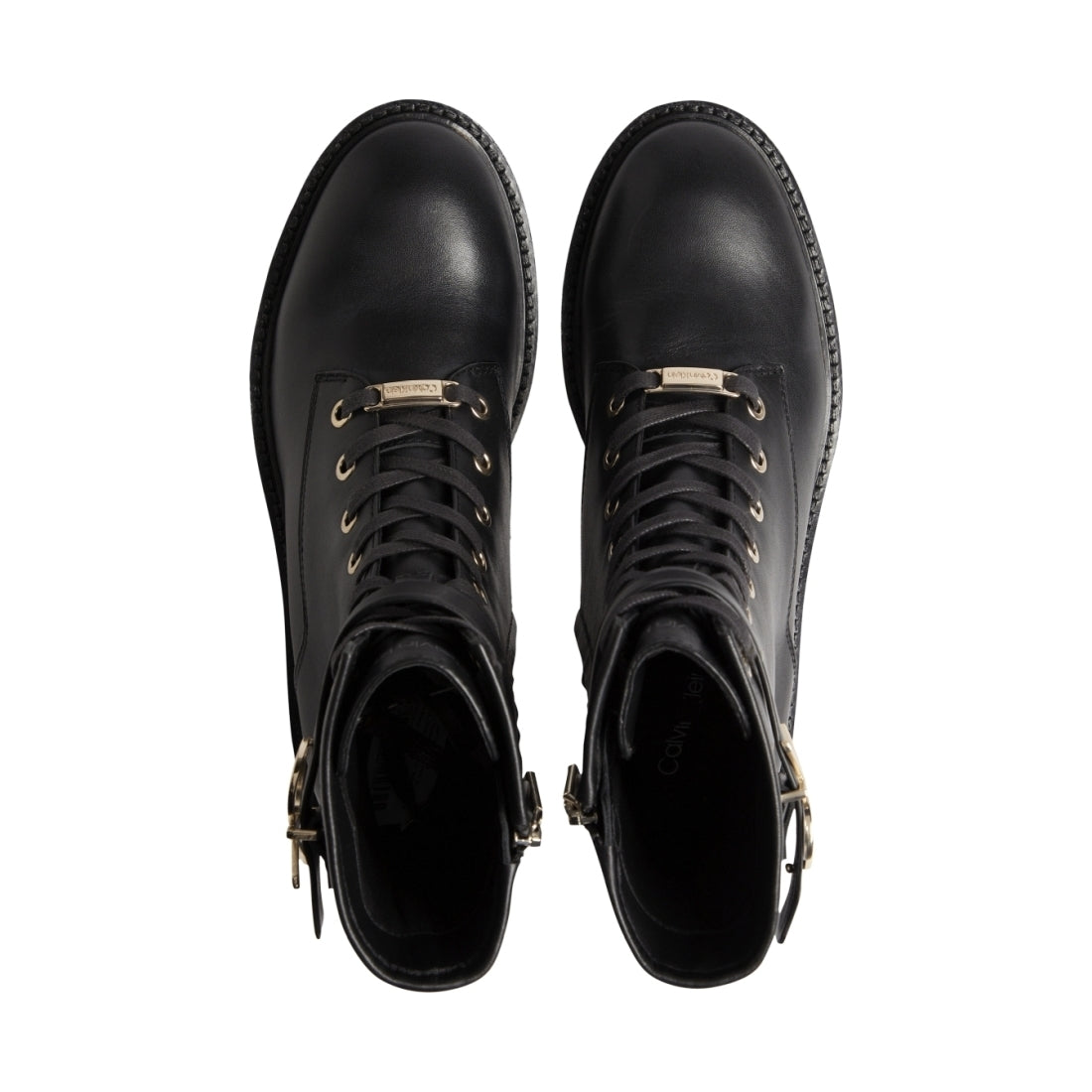 Calvin Klein womens Black rubber sole combat boot w hw | Vilbury London