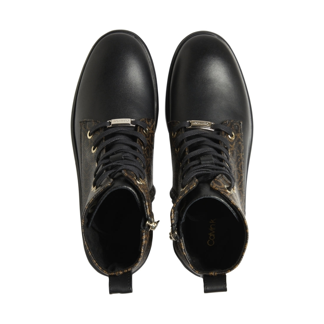 Calvin Klein womens Black Brown Mono cleat biker boot - mix | Vilbury London