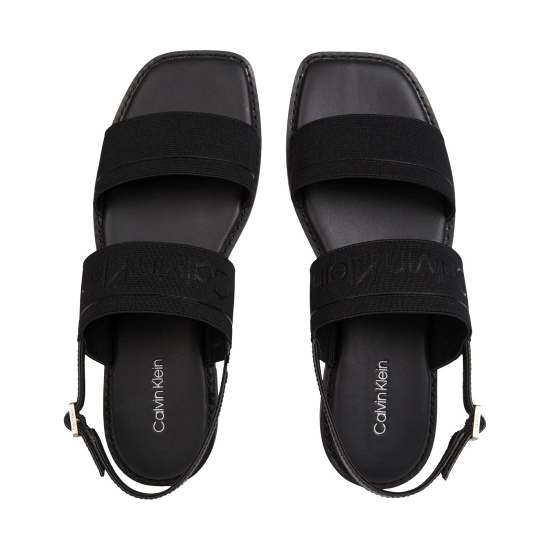 Calvin Klein womens ck black squared flat sandal | Vilbury London