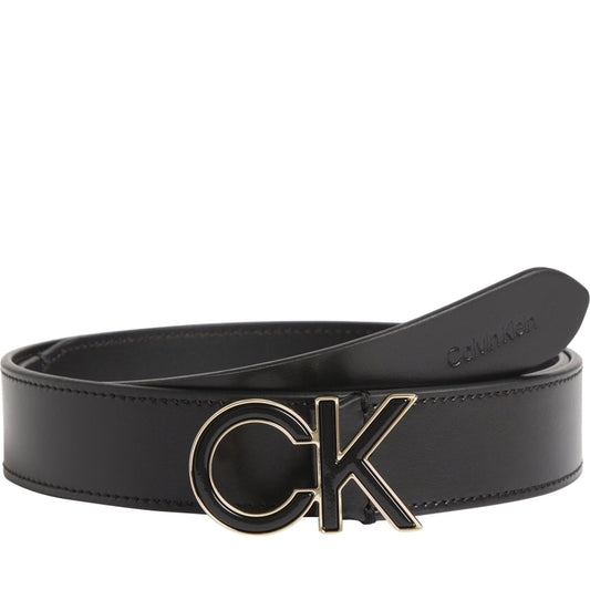 Calvin Klein womens Black re-lock saff ck 3cm belt | Vilbury London