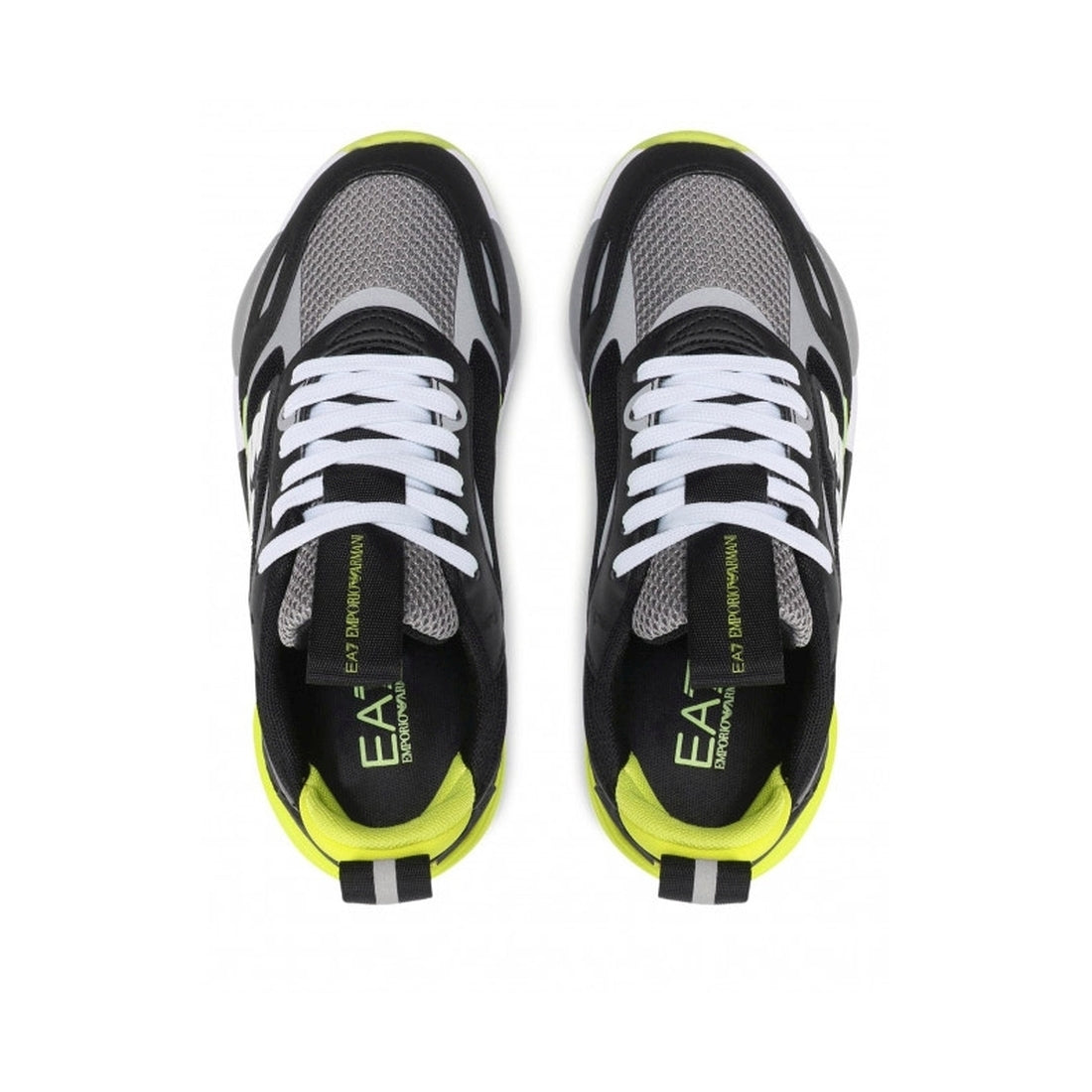 EA7 Unisex black silver shark casual closed sneaker | Vilbury London