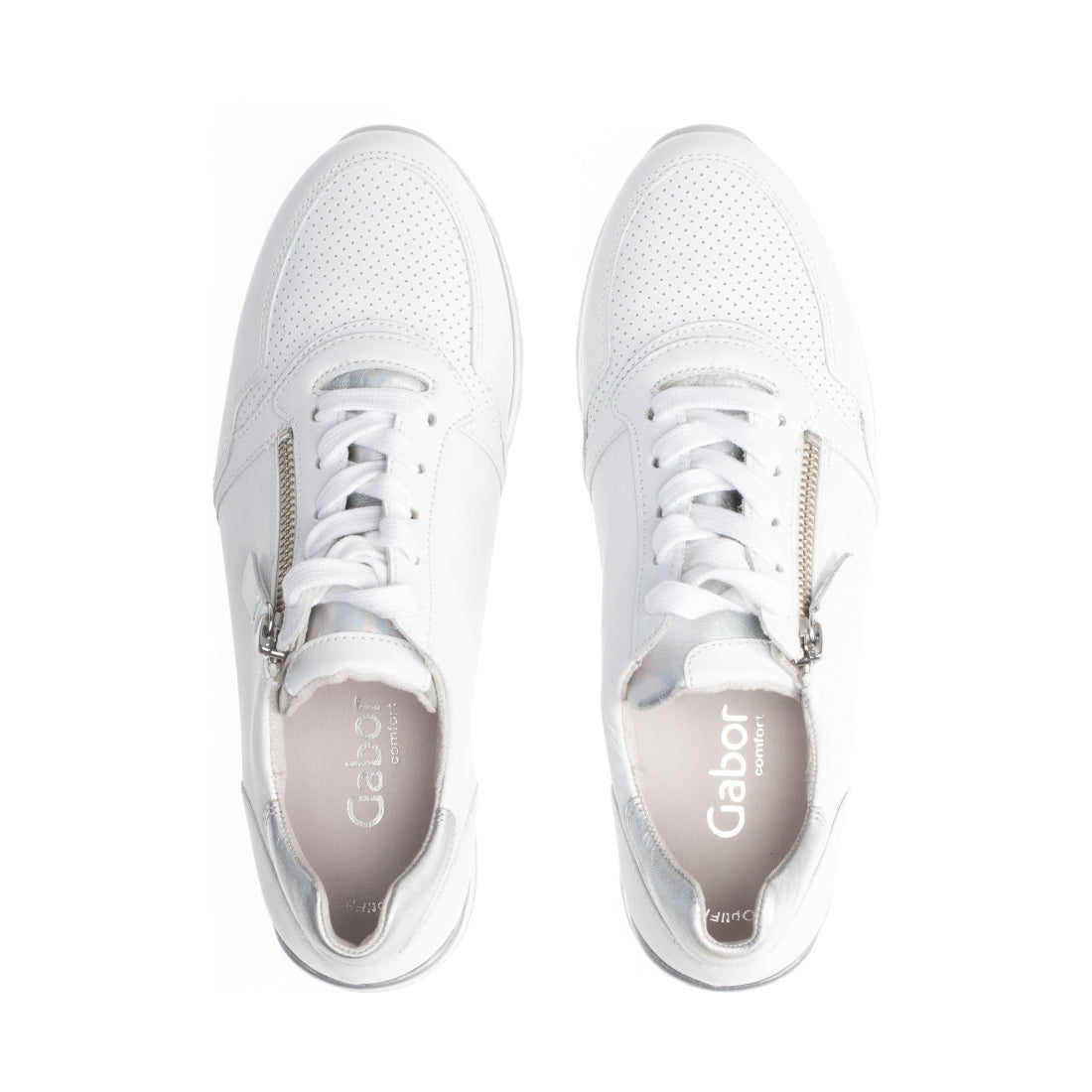 Gabor womens weiss, silber(perf) casual closed sport shoe | Vilbury London