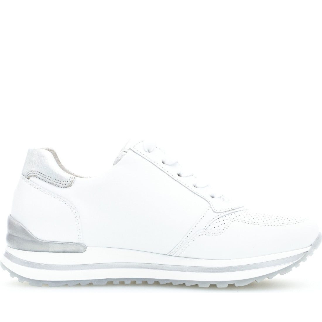 Gabor womens weiss, silber(perf) casual closed sport shoe | Vilbury London