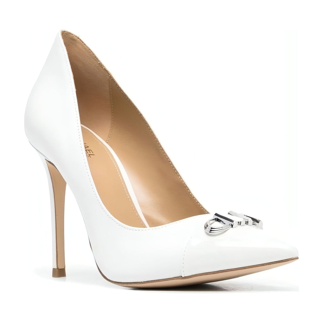 Michael Kors womens optic white parker leather pump | Vilbury London