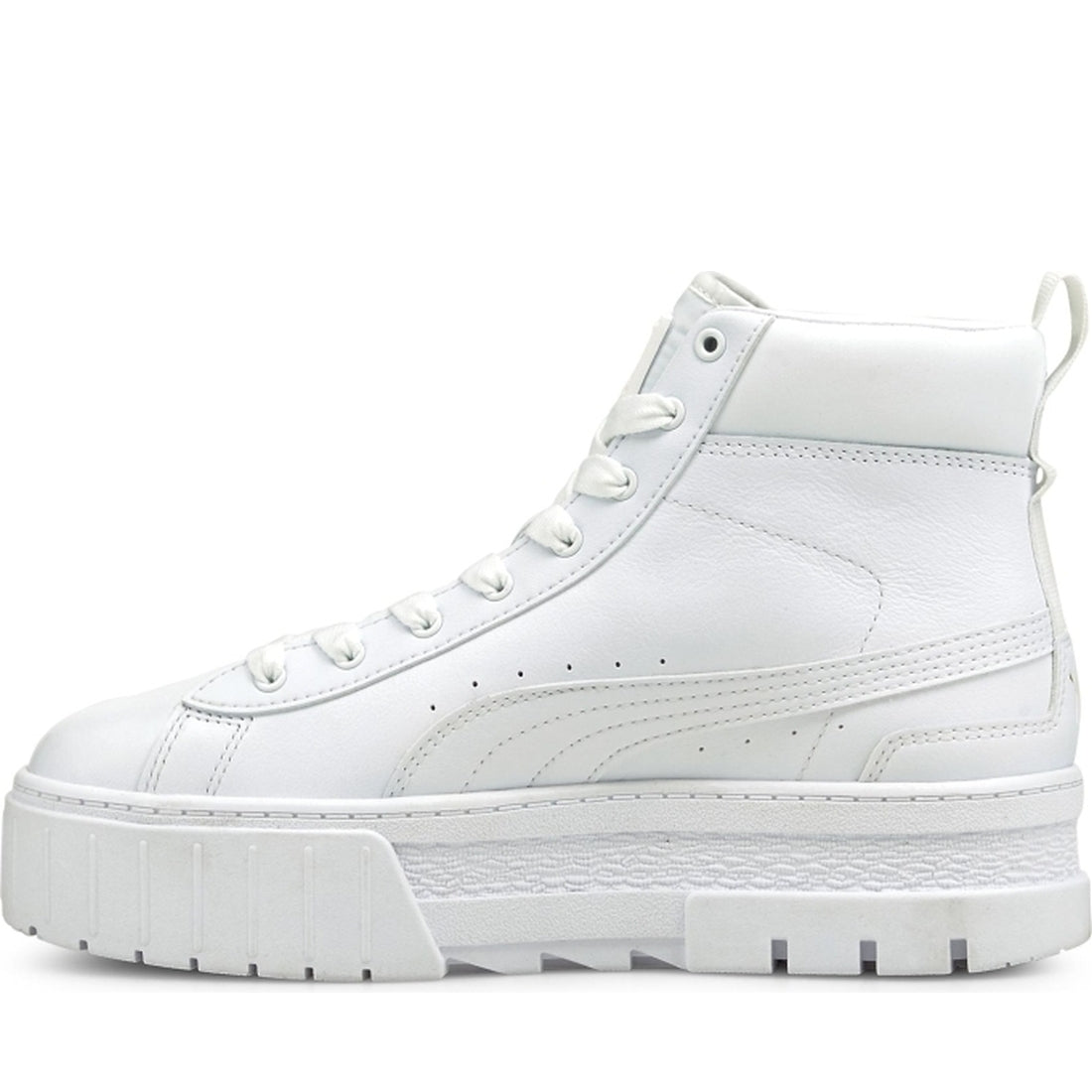 Puma womens White mayze mid booties | Vilbury London