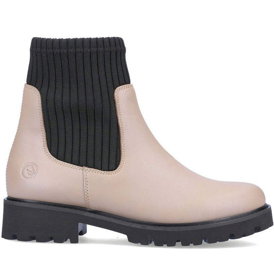 Remonte womens beige casual closed booties | Vilbury London