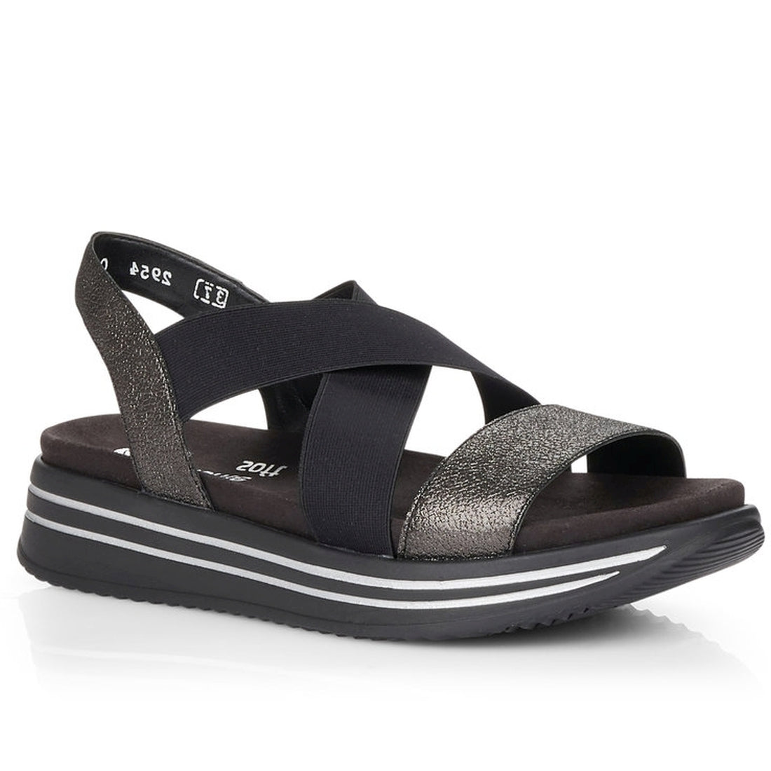 Remonte Womens nero casual open sandals | Vilbury London