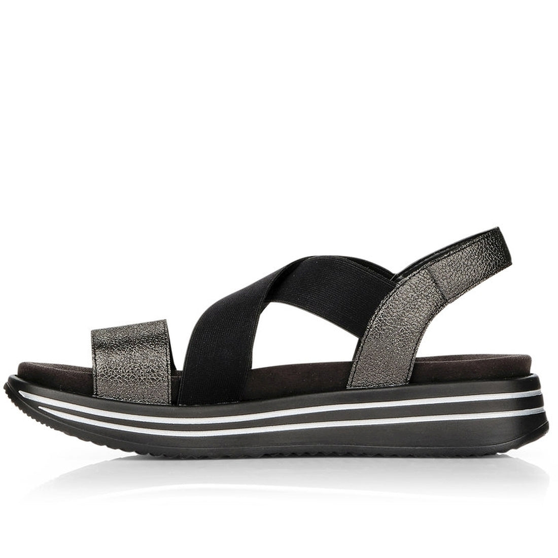 Remonte Womens nero casual open sandals | Vilbury London