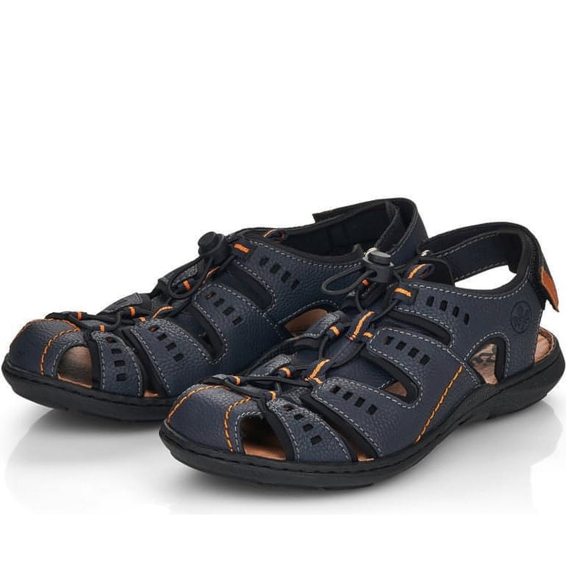 Rieker mens blue casual part-open sandals | Vilbury London